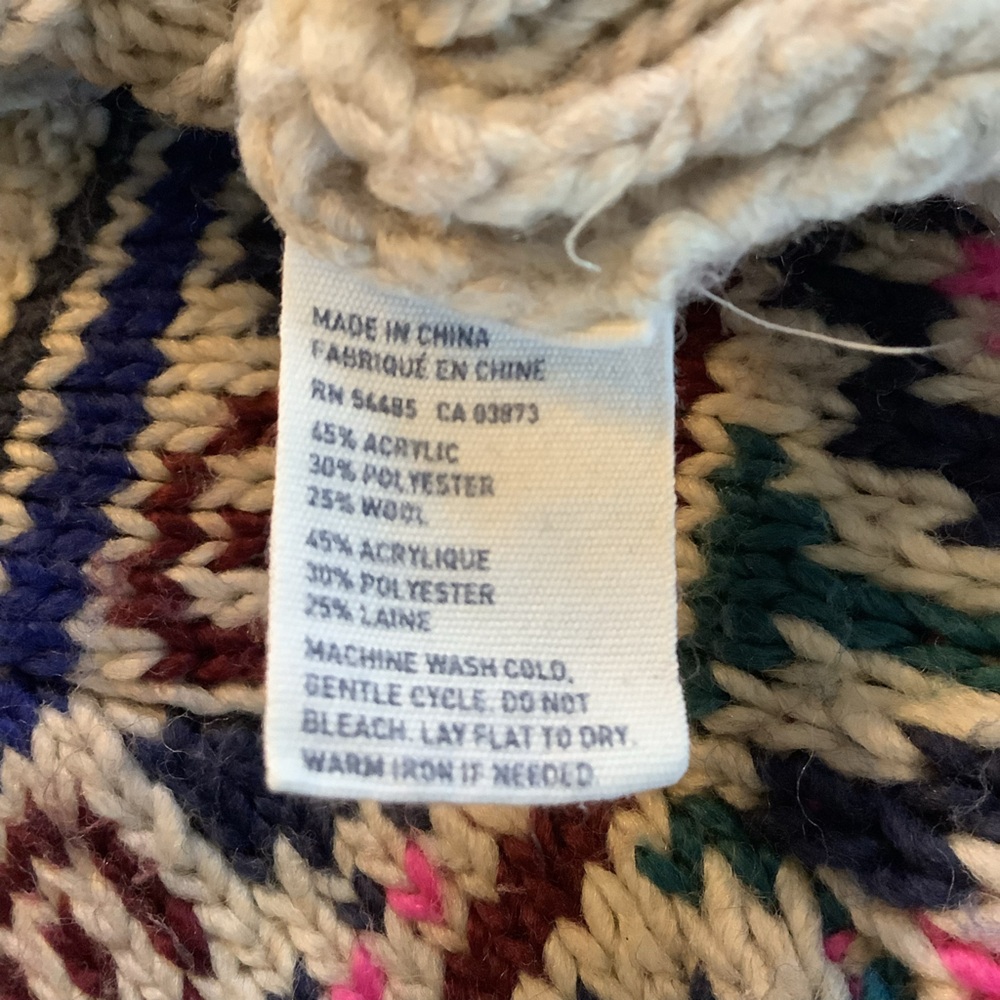 American Eagle Fair Isle Sweater Cream Multicolour Pullover Knit Size M - Picture 9 of 9